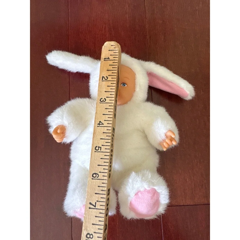 Anne Geddes Baby Bunny Rabbit Plush Doll White Pink Easter Collectible 9 inch